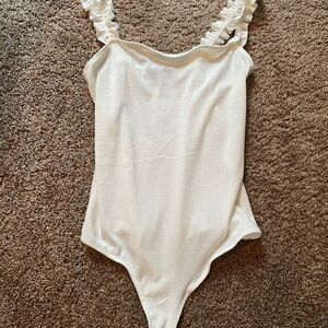 White Ruffled Strap bodysuit